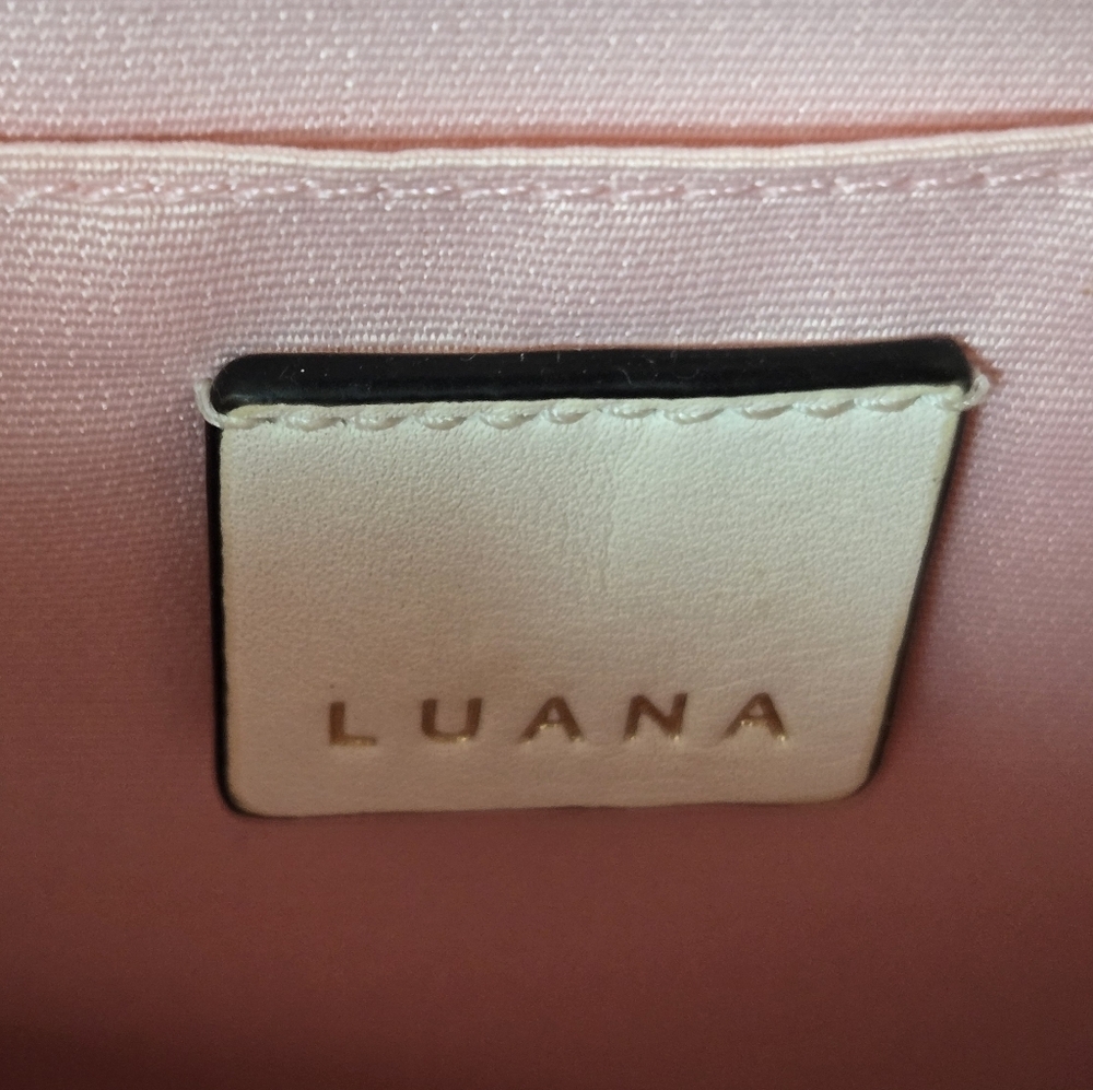 LUANA ITALY Maria Color Block Leather Satchel Black White EUC - Picture 7 of 7